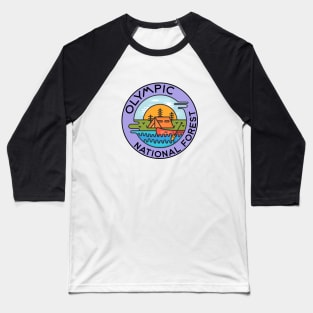 Olympic National Forest Washington Camping Canoe Baseball T-Shirt